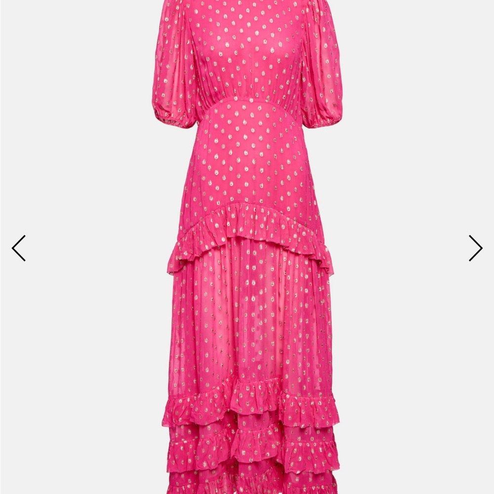 Rixo Pink Polka Dot Maxi Dress